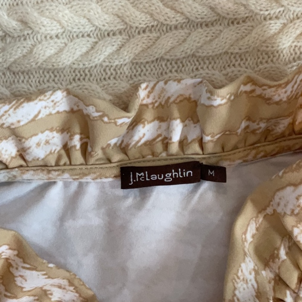 J. McLaughlin Beige and White Ruffle Collar Top - Picture 7 of 9